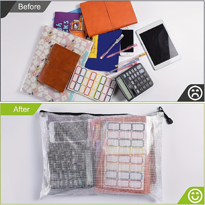 12pcs Waterproof Zip File Bags B4 Size Document Organizer