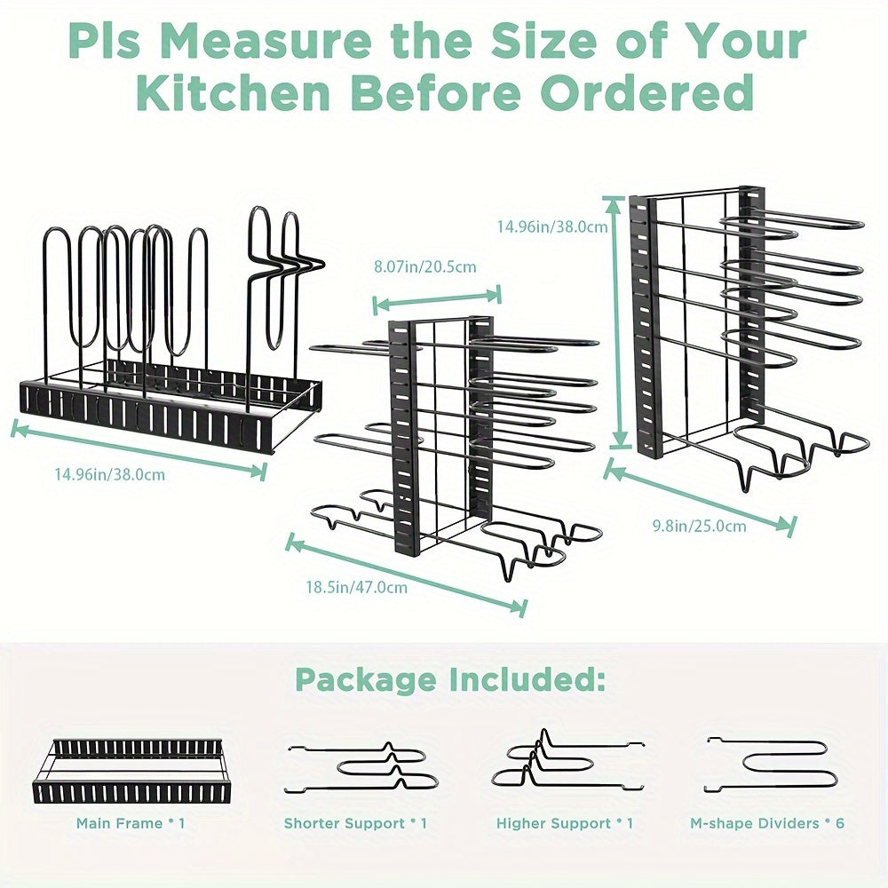 Expandable Pots And Pans Storage Rack Kitchen Organizer