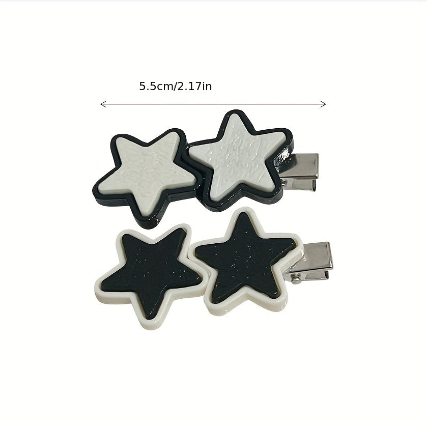 Star Pattern Hair Clip Duck Billed Clip Y2K Hair Accessories