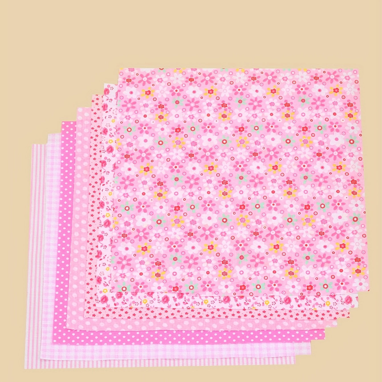 7pcs Printed Cotton Quilting Sewing Patchwork DIY Pink Series