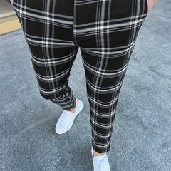 Vintage Style Plaid Slacks Men s Casual Slightly Stretch Pants