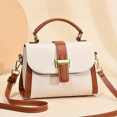 Women's Two Tone Satchel Handbag Shoulder Bag PU Leather Lightweight Crossbody