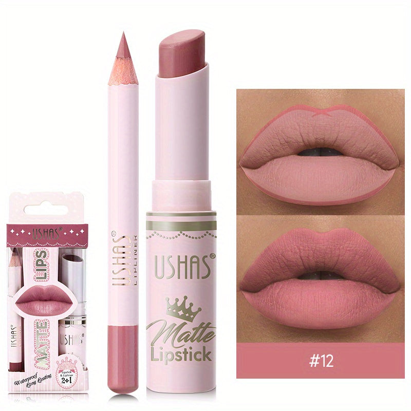 Matte Liquid Lipstick Lip Liner Set Nude Lip Gloss