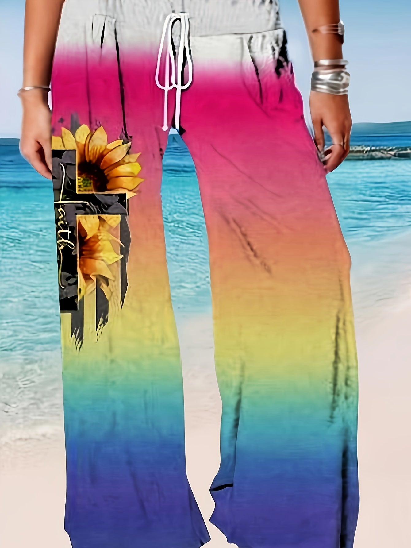  Colorblock Wide Leg Pants