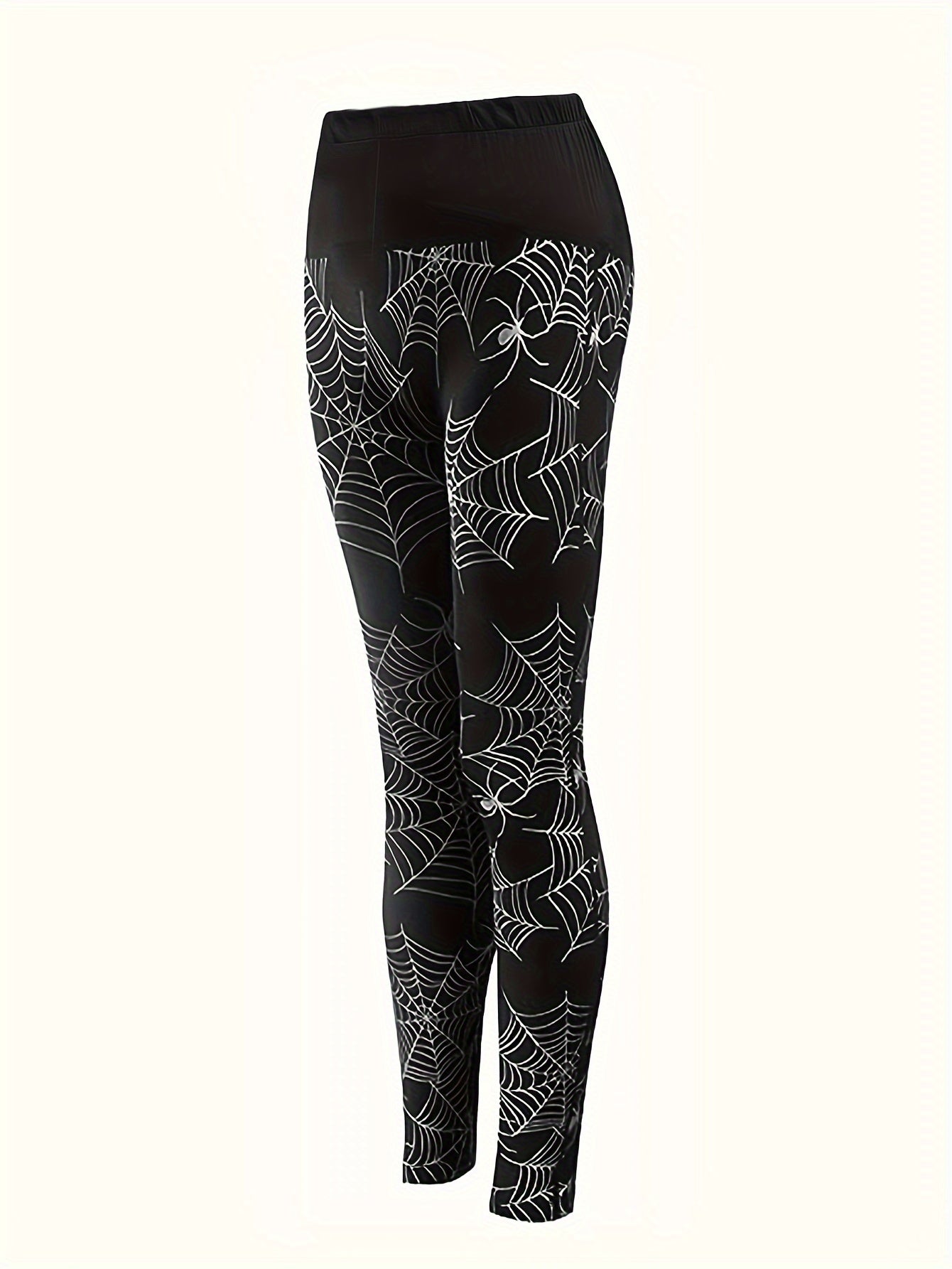  Spider Web Print High Rise Skinny Trousers