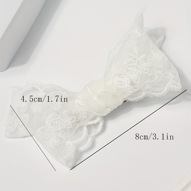 2pcs Lace Bow Hair Clip Women's Summer Side Clip Pair Clips