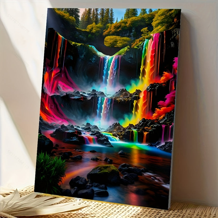 DIY Paint by Numbers Kit - Colorful Waterfall - Beginners