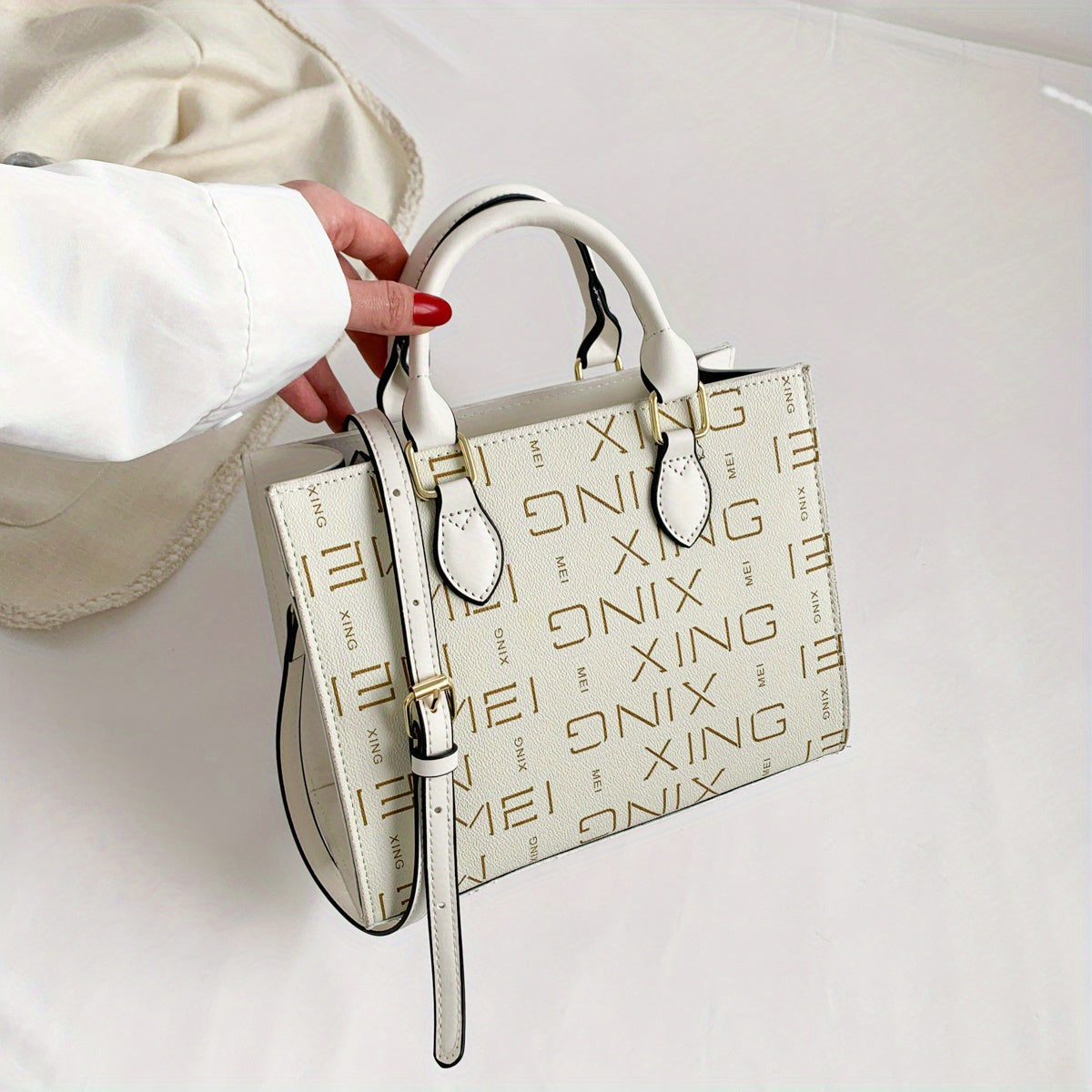 Vintage Letter Pattern Square Shoulder Bag Women's Crossbody Bag