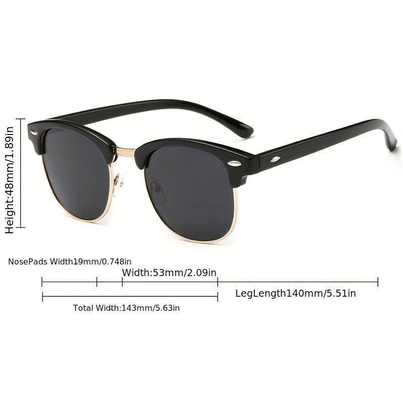 Half Frame Polarized Sunglasses For Men Semi Rimless Glasses
