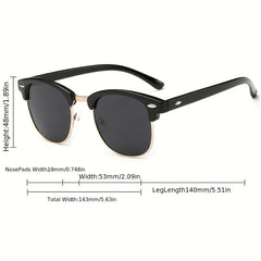 Half Frame Polarized Sunglasses For Men Semi Rimless Glasses