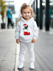 OERYUI 2pcs Kitty & Christmas Hoodies Pants Set For Kids Spring Fall Sports