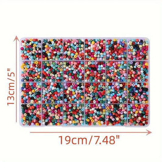 3500pcs 24 Colors 4mm Glass Rice Beads Set Seed Bead DIY Jewelry Making