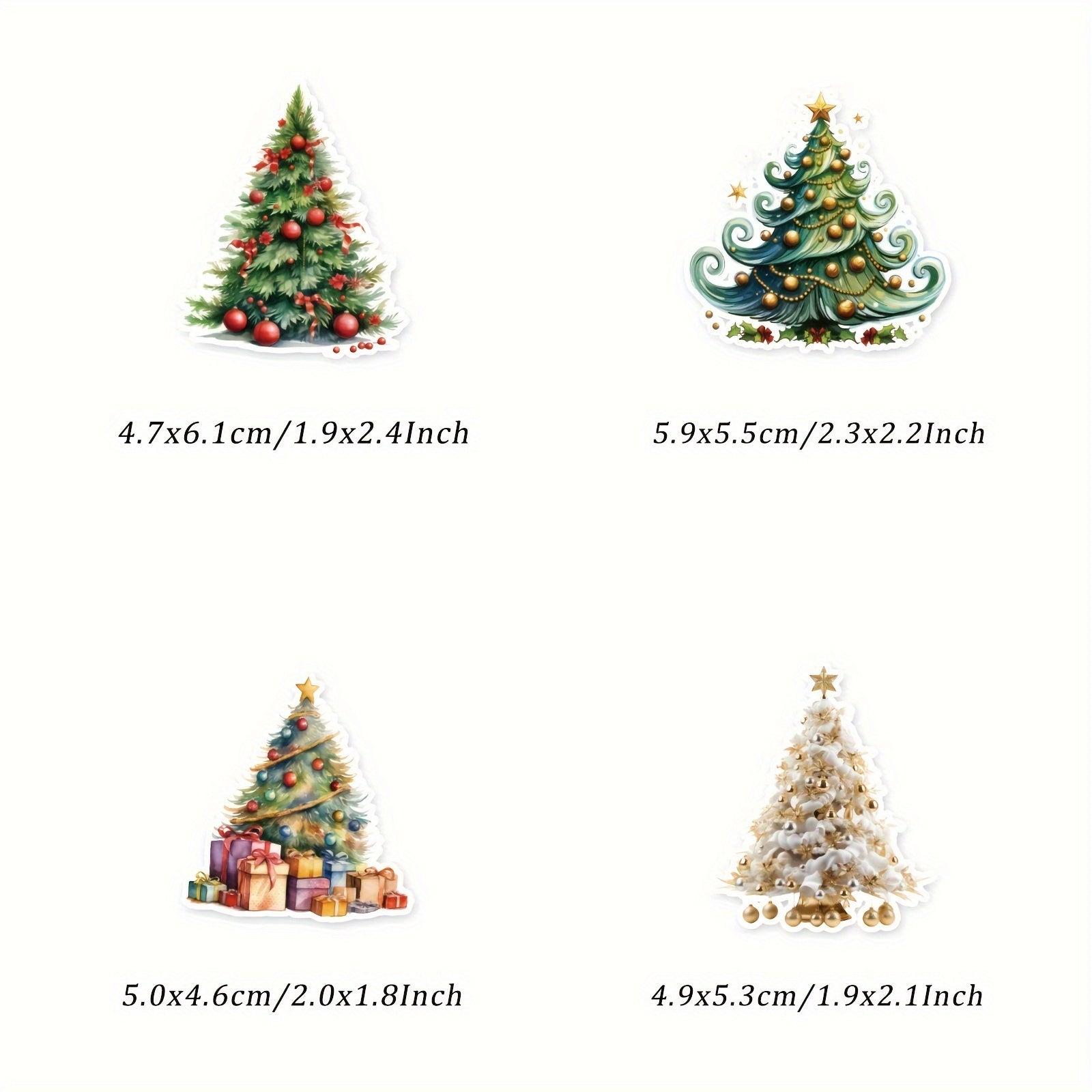 Christmas Tree Vinyl Stickers Festive Mixed Designs Scrapbooking DIY Crafts