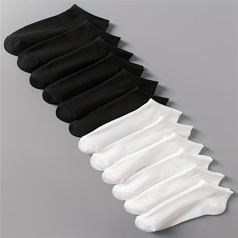 12 Pairs Women's Solid Ankle Socks - Comfy & Breathable Stockings