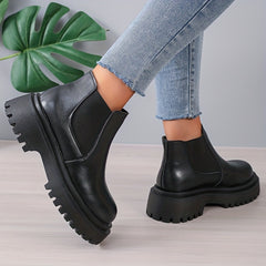 Women's Platform Chelsea Boots Slip On Ankle Combat Boots