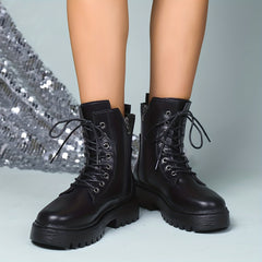 Women's Platform Ankle Boots Lace Up Combat Boots