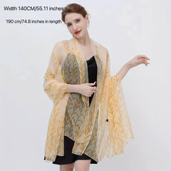 Leaf Paisley Print Scarf Thin Breathable Shawl Solid Head Wrap