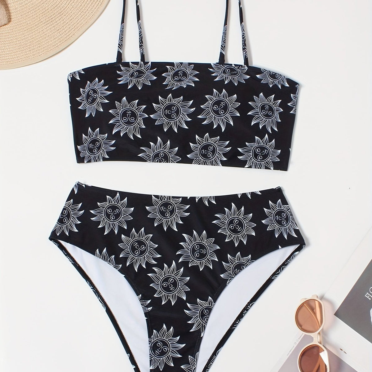  Sun Print High Stretch Cami Top & Panty Swimsuit Set