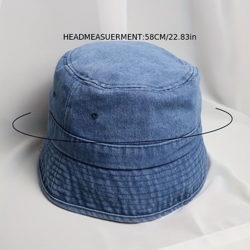 Distressed Denim Bucket Hat Casual Sunscreen Fisherman Cap