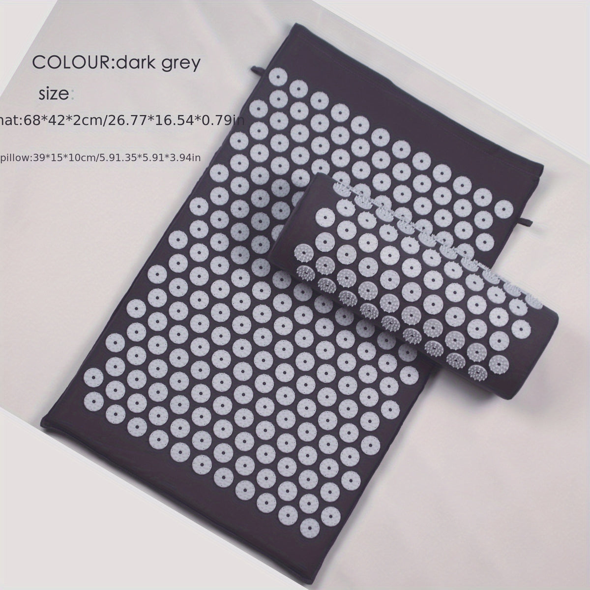 3pcs Dark Grey Yoga Mat Acupressure Pillow Bag