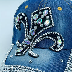 Denim Y2K Baseball Cap Rhinestone Decor Washed Distressed Sun Hat