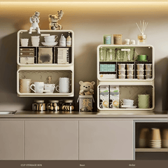 Desktop Coffee Cup Storage Rack with Dustproof Door
