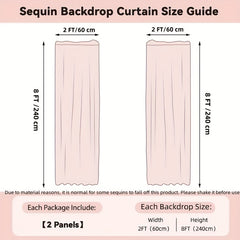 2pcs Sequin Backdrop Curtains Glitter Photo Booth Backdrops Curtains