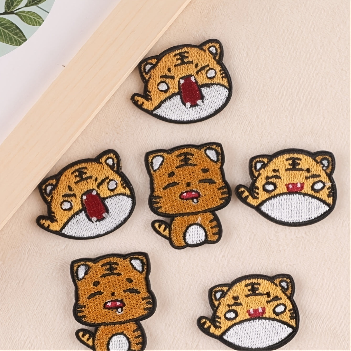 6pcs Tiger Embroider Patch Cute Cartoon Style Kids DIY Sewing Craft Supplies