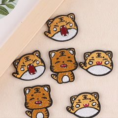 6pcs Tiger Embroider Patch Cute Cartoon Style Kids DIY Sewing Craft Supplies