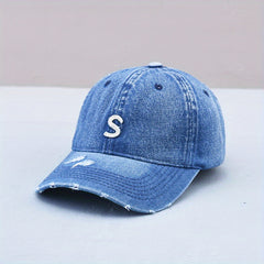 Denim Distressed Dad Hat Baseball Cap Unisex Couple Sun Hats