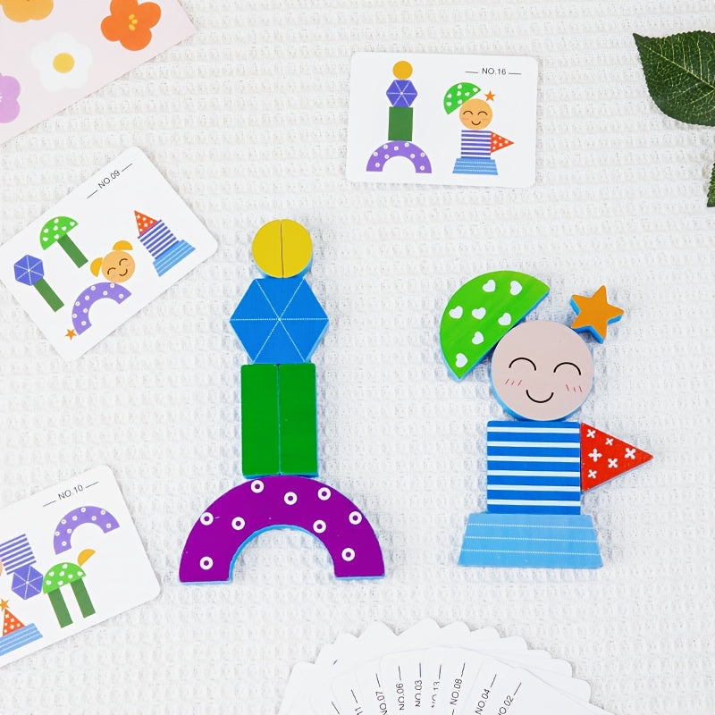 Wooden Cartoon Shadow Matching Puzzle - Educational Brain Training Tool