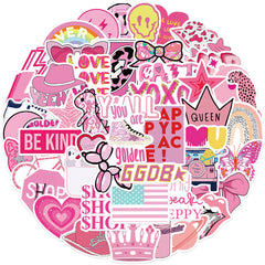 50 Pink Graffiti Stickers Water Bottles Laptops