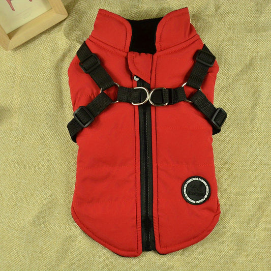 Cozy Padded Dog Vest w/ Harness for Outdoor Adventures