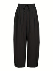 Women's Plus Solid Straight Leg Pants With Pockets