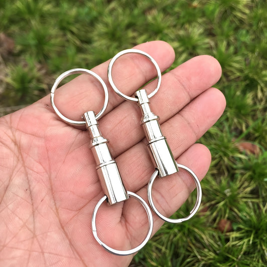 2pcs Outdoor Double Ring Keychain Quick Release Detachable Keychain