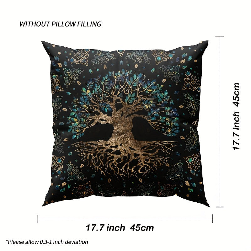 Modern Tree of Life Floral Throw Pillow Cases with Sun and Moon Designs