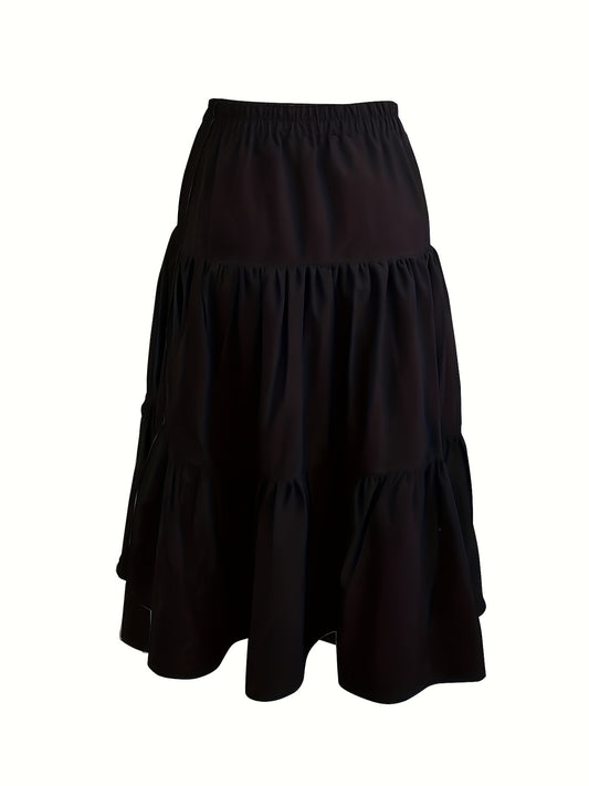 Ruched Elastic Waist Midi Skirt