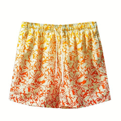 Gradient Flowery Print Shorts Casual Summer Pool Beach Shorts Men's Lounge Short