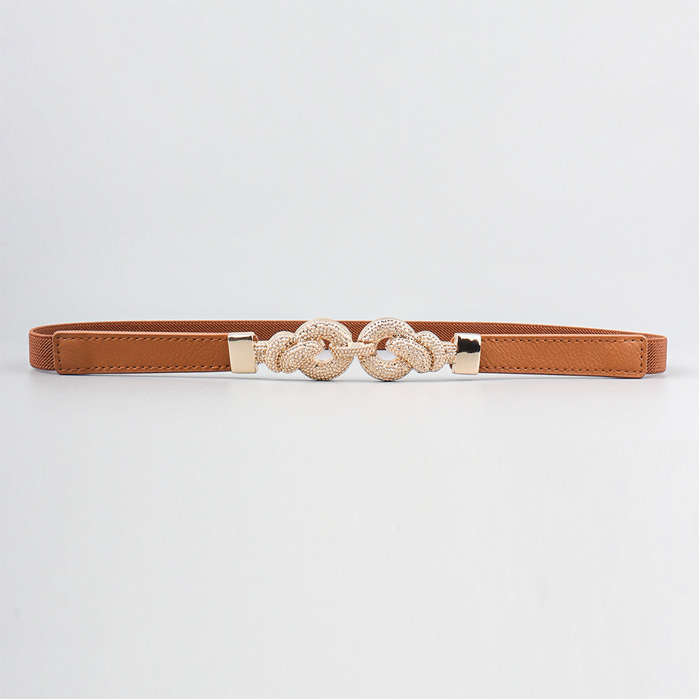 Round Buckle Elastic Belt For Jeans Pants Dress Waist Belt