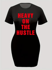  Slogan Print Tee Dress Short Sleeve