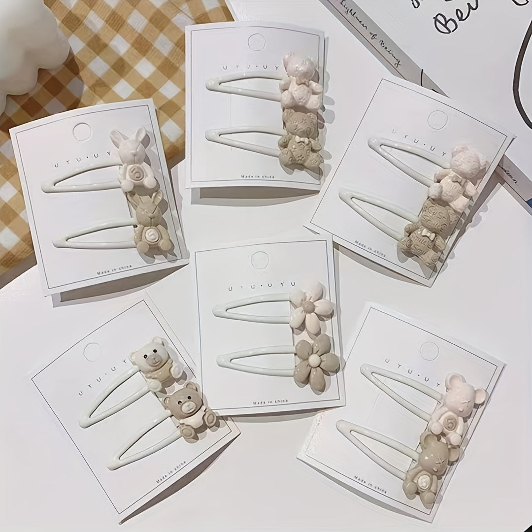 Cute Cartoon Snap Clip Beige Brown Hair Clip for Women Girls