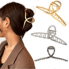 3pcs Large Metal Hair Claw Back Head Hair Clip Vintage