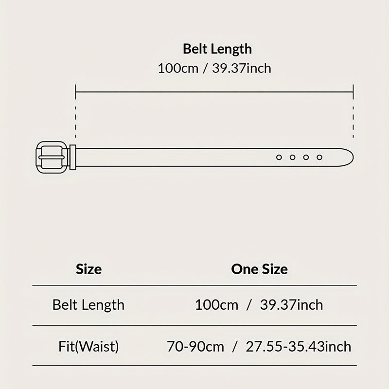 Metal Pin Buckle Thin Belt PU Leather Solid Belts Women Pants Dress Coat Belts