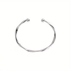 Golden Silver Wave Pattern Bracelet Twisted Cuff Bangle for Girls
