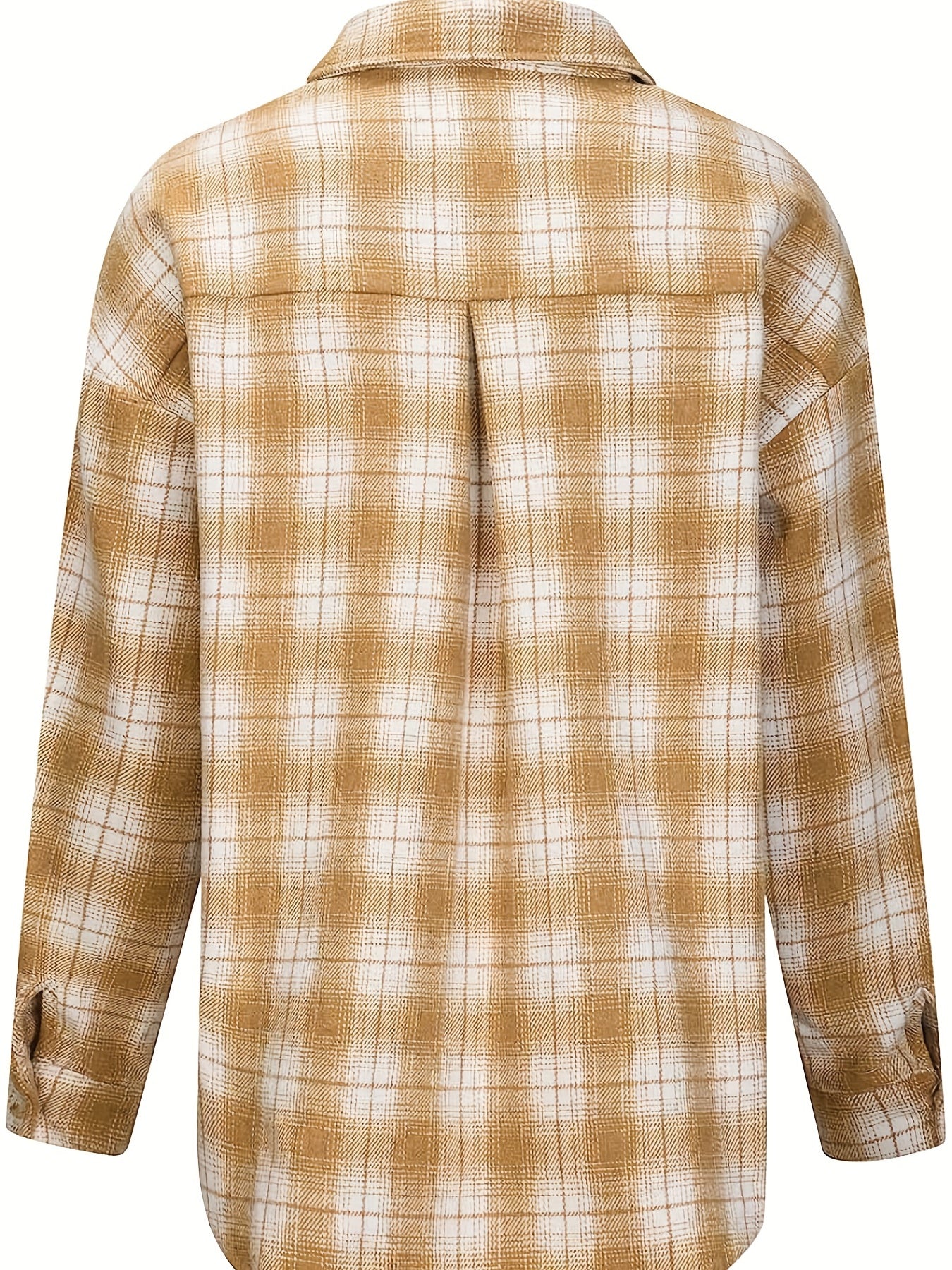  Plaid Print Long Sleeve Button Up Blouse