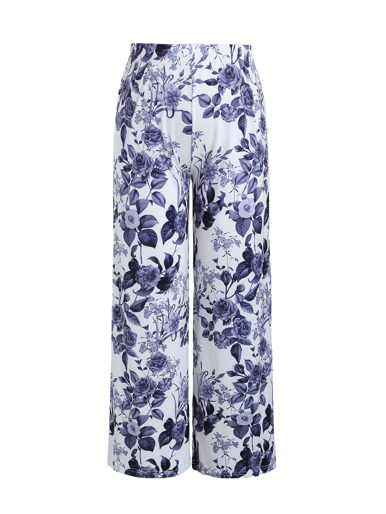  Floral Print Pajamas Set Short Sleeve Tee & Pants