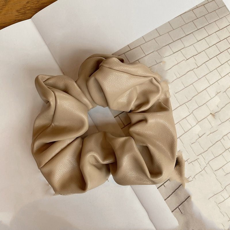 Leather Hair Scrunchies Ponytail Holders Thick Hair Bands Elastic Ties