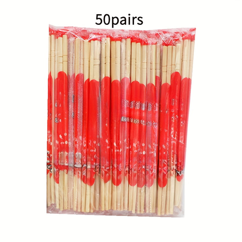 100 Pairs Disposable Chopsticks Red Festive Packaging Takeaway Restaurants Snack