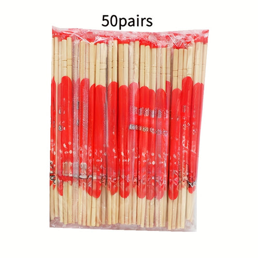 100 Pairs Disposable Chopsticks Red Festive Packaging Takeaway Restaurants Snack