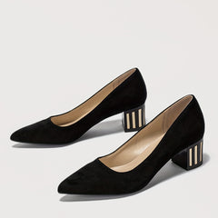 Women's Chunky Heels Pointed Toe Work Pumps Slip On Dress Heels